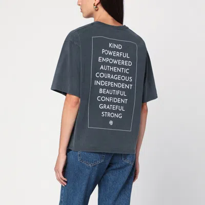 Anine Bing Womens Washed Black Rudy Brand-print Cotton-jersey T-shirt In Black