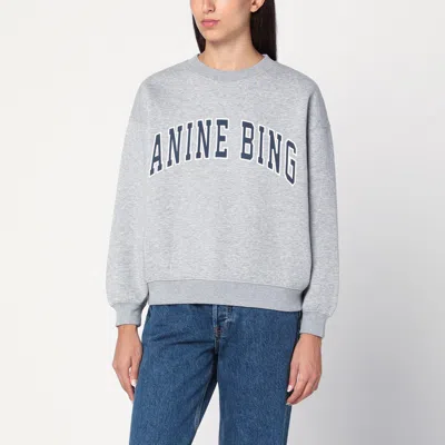 Anine Bing Grey Crew Neck Sweatshirt With Bold Lettering In Gray