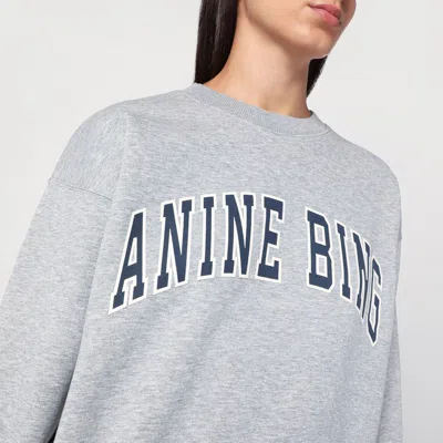 Anine Bing Grey Crew Neck Sweatshirt With Bold Lettering In Gray