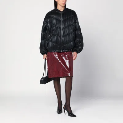 Rotate Birger Christensen Faux Leather Pleated Bomber Jacket In Black