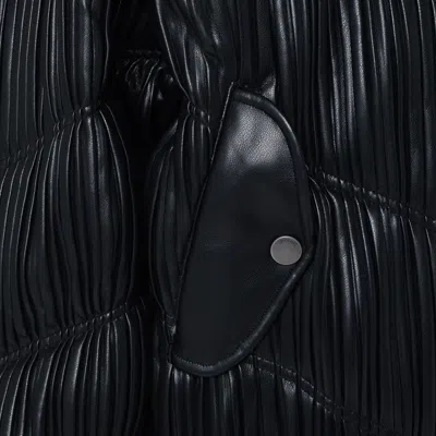 Rotate Birger Christensen Faux Leather Pleated Bomber Jacket In Black