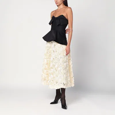 Rotate Birger Christensen Midi Skirt With Rose Appliques In Neutral