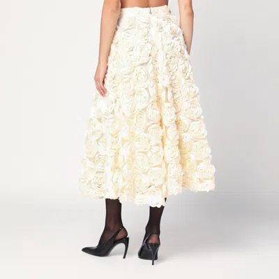 Rotate Birger Christensen Midi Skirt With Rose Appliques In Neutral