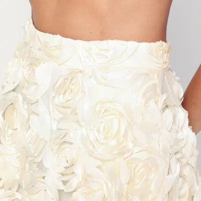 Rotate Birger Christensen Midi Skirt With Rose Appliques In Neutral