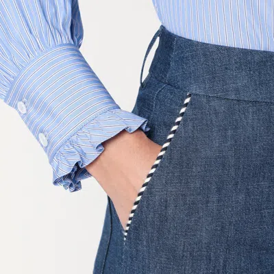 Valentino Blue Trousers In Chambray Denim In Blue