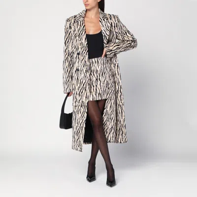 Rotate Birger Christensen Womens Egret Comb Printed Faux-fur Cotton-blend Mini Skirt In Multi