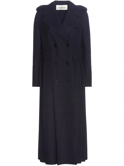 Valentino Blue Wool Coat Double Breasted Coat