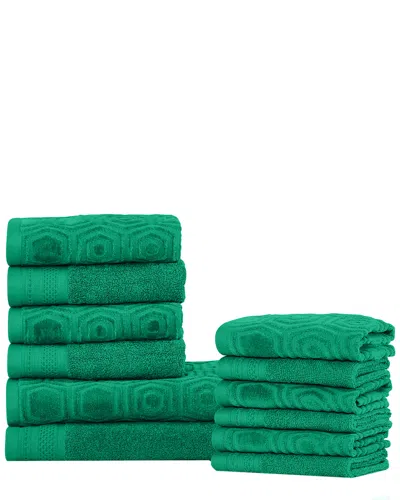 Superior 12pc Combed Cotton Towel Set In Green