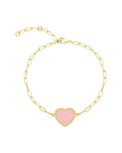 Jankuo 14k Plated Synthetic Blush Pink Station Bracelet In Gold