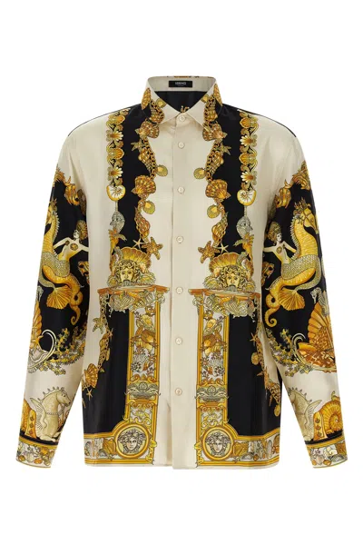 Versace Coral Theatre Print Bowling Shirt In Multi