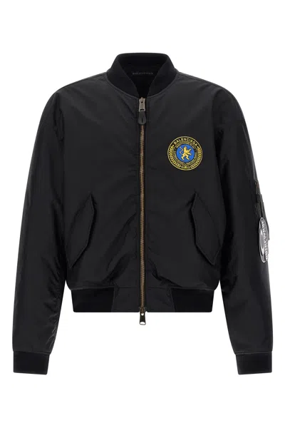 Balenciaga Black Nylon Uniform Merch Large Fit Bomber In Black