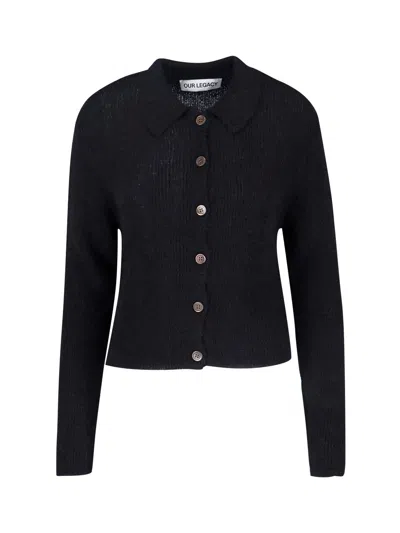 Our Legacy Cropped Top With Classic Collar And Button-down Front In Black