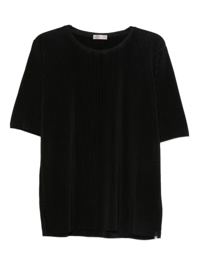 Herno Pleated Short-sleeve T-shirt In Black