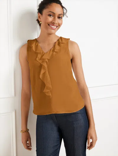 Talbots Plus Petite - Ruffle Soft Shell Sweater - Sierra Brown - 1x