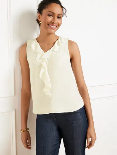 Talbots Plus Petite - Ruffle Soft Shell Sweater - Ivory - X  In White