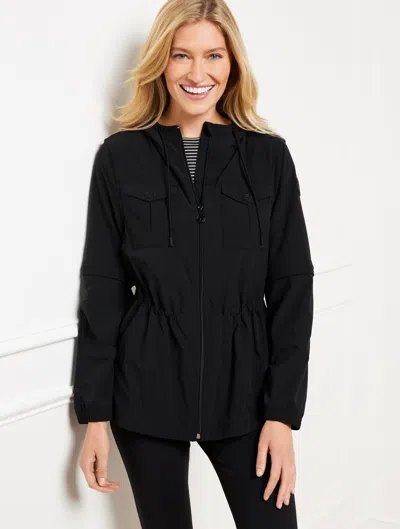 Talbots Plus Size - Lightweight Woven Stretch Hooded Convertible Jacket - Black - 1x  In Black