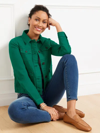Talbots Plus Petite - Studio Chore Jacket - Lush Green - 2x - 100% Cotton  In Green