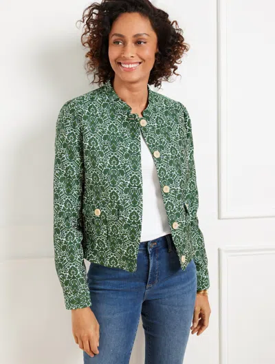 Talbots Plus Size - Bomber Jacket - Woodland Damask - Ivory/green Fern - X