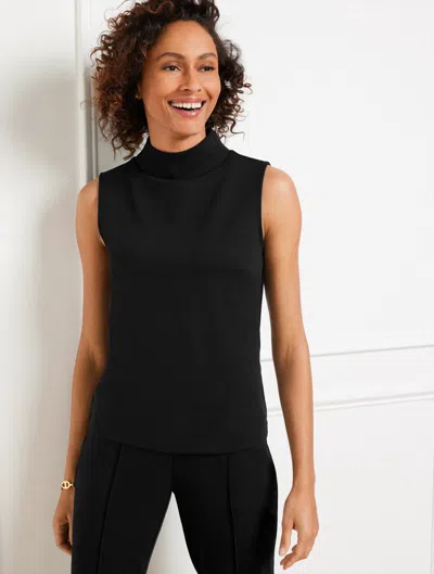 Talbots Plus Petite - Passport Ponte Mockneck Sleeveless Shell Top - Black - 3x  In Black