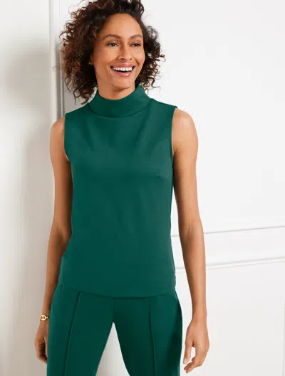 Talbots Plus Petite - Passport Ponte Mockneck Sleeveless Shell Top - Pine Grove - 3x  In Green