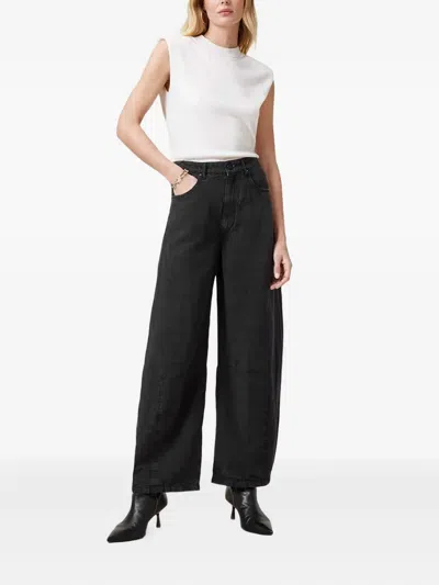 Allsaints Panelled Wide-leg Jeans In Black