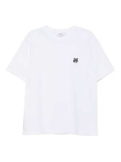 Maison Kitsuné T-shirt In Cotone Bianco Con Logo Maison Kitsune In White