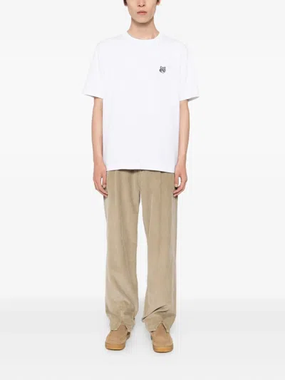 Maison Kitsuné T-shirt In Cotone Bianco Con Logo Maison Kitsune In White