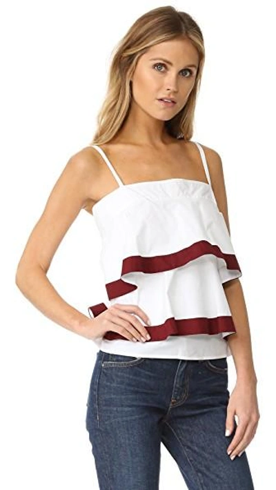 Tory Burch Sage Flounced & Tiered Tank Top In White | ModeSens