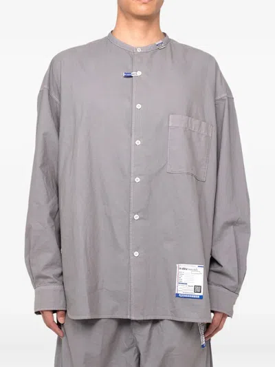 In・stru(men-tal) Band-collar Long-sleeve Shirt In Gray