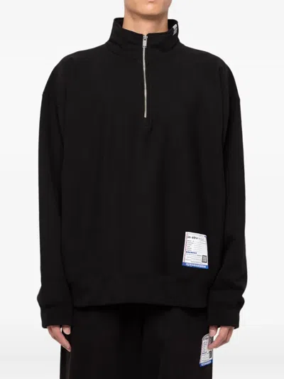 In・stru(men-tal) Half-zip Cotton Sweatshirt In Black