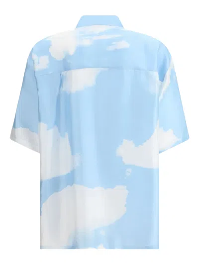 Moschino Silk Twill Shirt Archive Clouds In Blue