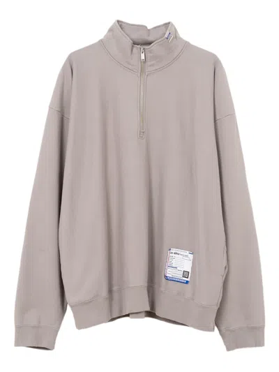 In・stru(men-tal) Half-zip Label Sweatshirt In Gray