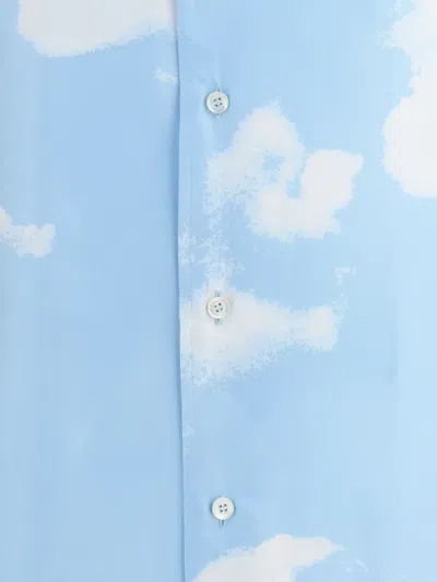 Moschino Silk Twill Shirt Archive Clouds In Blue