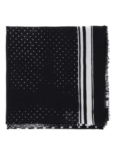 Destin Polka-dot Striped Scarf In Black
