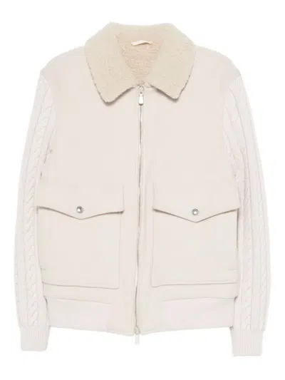 Eleventy Cable-knit Jacket In White