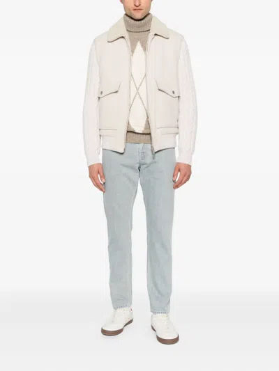 Eleventy Cable-knit Jacket In White