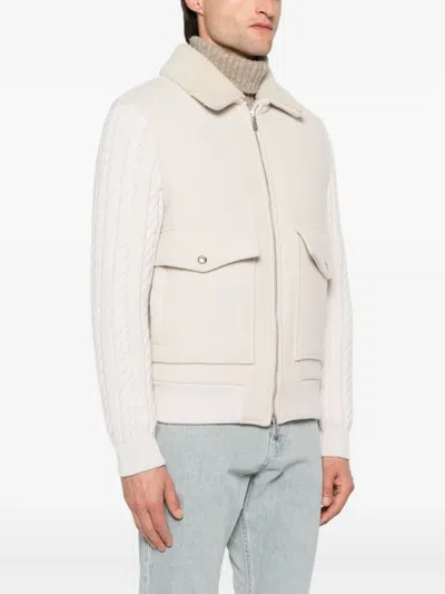 Eleventy Cable-knit Jacket In White