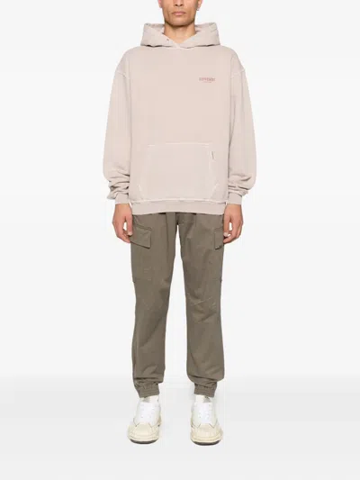 Represent Beige Oversized Hoodie With Snap-button Hood And Logo In Neutral