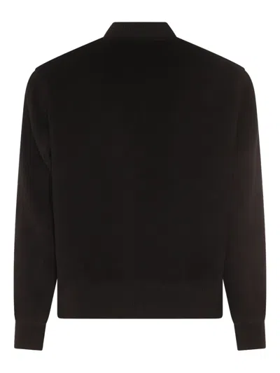 Lardini Wool Zip-front Bomber Jacket In Black