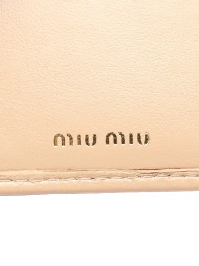 Pre-owned Miu Miu 2020s Matelassé Tri-fold Wallet In Neutral