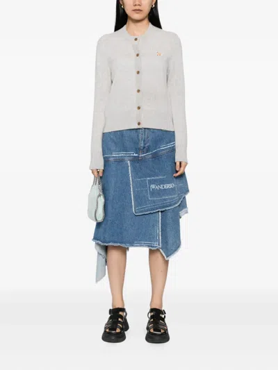 Maison Kitsuné Maison Kitsune' Baby Fox Wool Cardigan In Gray