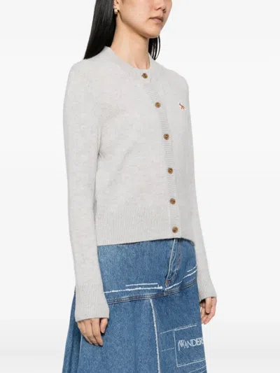 Maison Kitsuné Maison Kitsune' Baby Fox Wool Cardigan In Gray