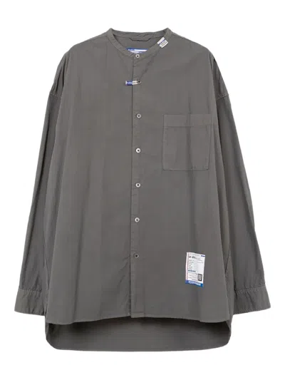 In・stru(men-tal) Band-collar Long-sleeve Shirt In Gray