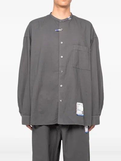 In・stru(men-tal) Band-collar Long-sleeve Shirt In Gray