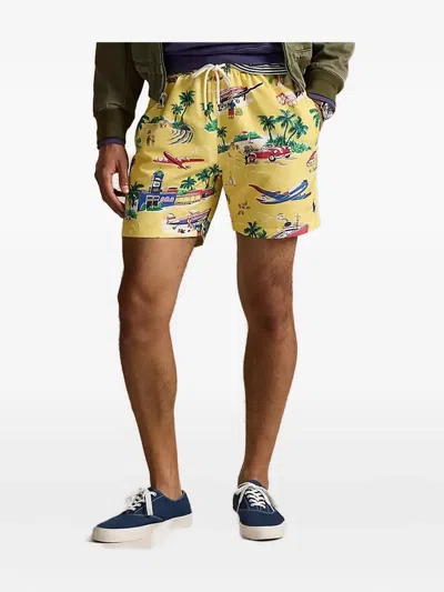 Polo Ralph Lauren Polo Bear Traveller Swim Shorts In Yellow