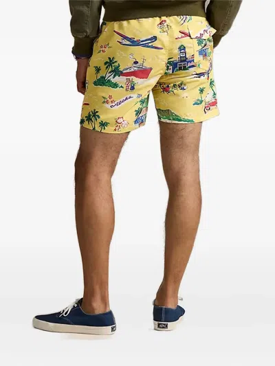 Polo Ralph Lauren Polo Bear Traveller Swim Shorts In Yellow