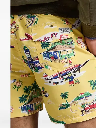 Polo Ralph Lauren Polo Bear Traveller Swim Shorts In Yellow