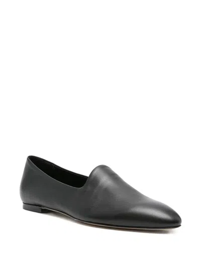 Aeyde Vanna Pointed-toe Leather Loafers In Black