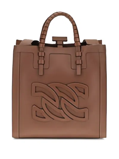 Casadei Brown Calf Leather Bos Taurus Shoulder Bag In Brown