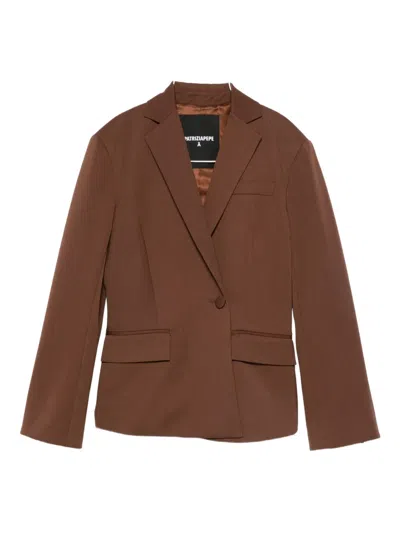 Patrizia Pepe Asymmetrical Single-button Blazer In Brown